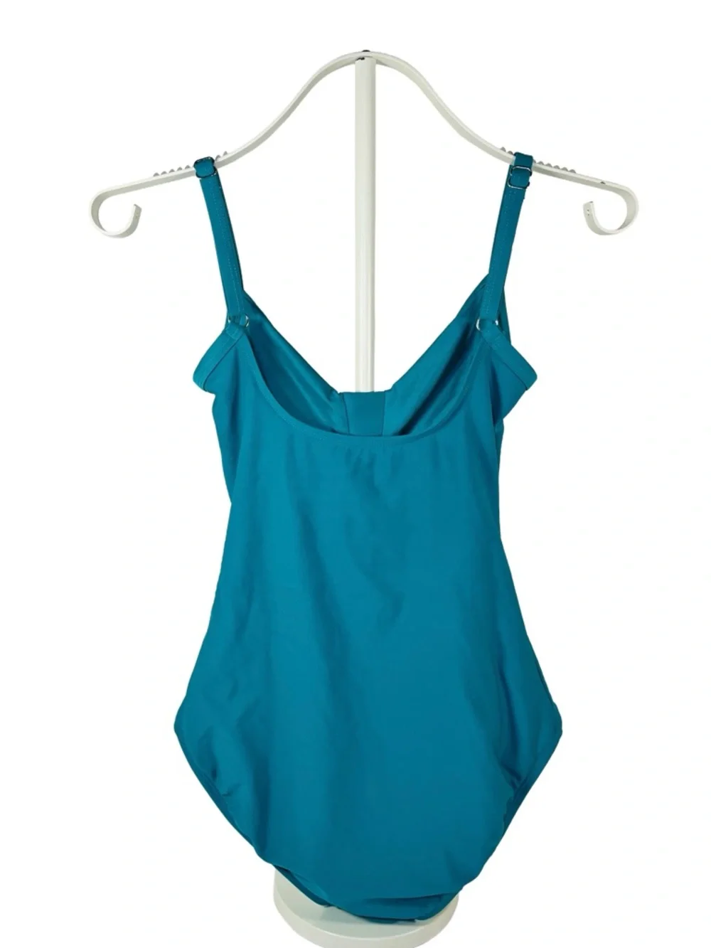 Jantzen Classics Teal Green Blue One Piece Swimwear Ruching, Size 8